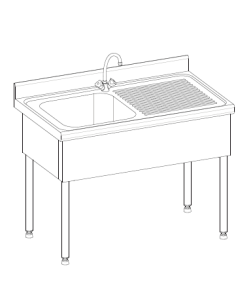 Plonge de bac egouttoir à droite avec dosseret