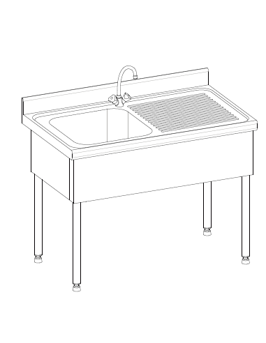 Plonge de bac egouttoir à droite avec dosseret