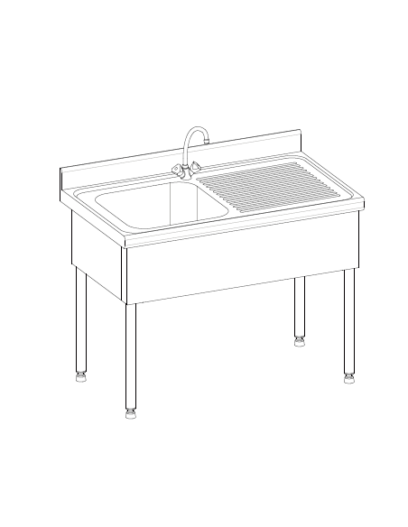 Plonge de bac egouttoir à droite avec dosseret